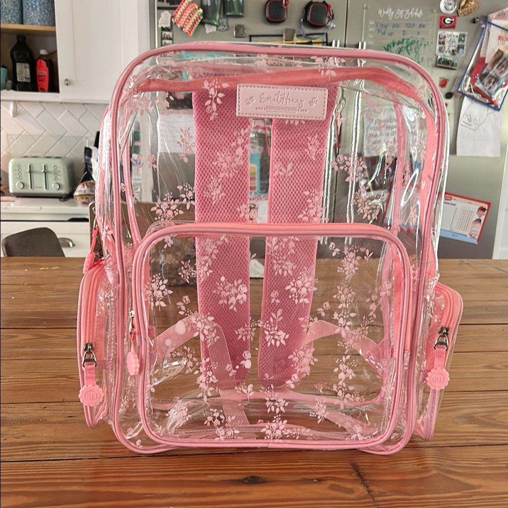 SweetHoney Pink Floral Clear Backpack